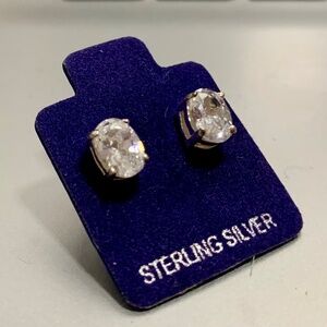Sterling Silver Oval Cut CZ Earrings